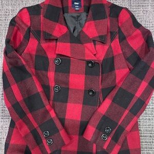 GAP Women's Buffalo Plaid Peacoat